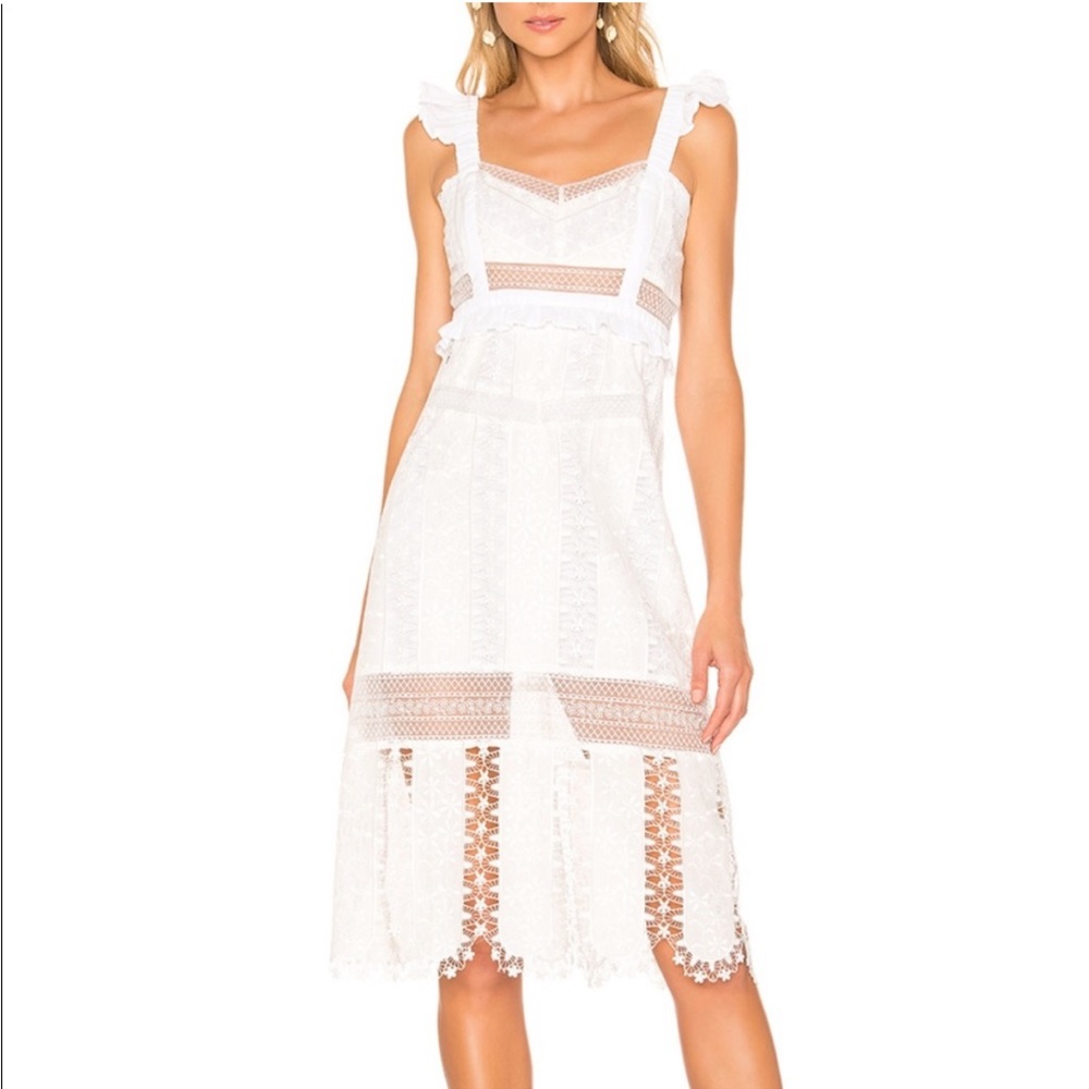 For Love & Lemons Gabrielle Midi Dress lace white Ivory medium - Picture 2 of 13